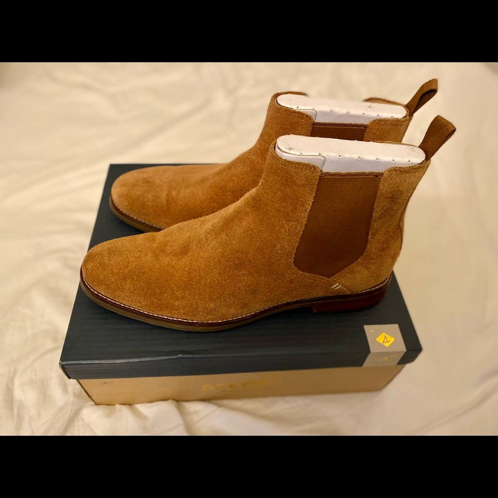Sperry Gold Exeter Chelsea Caramel Boots, Size 13